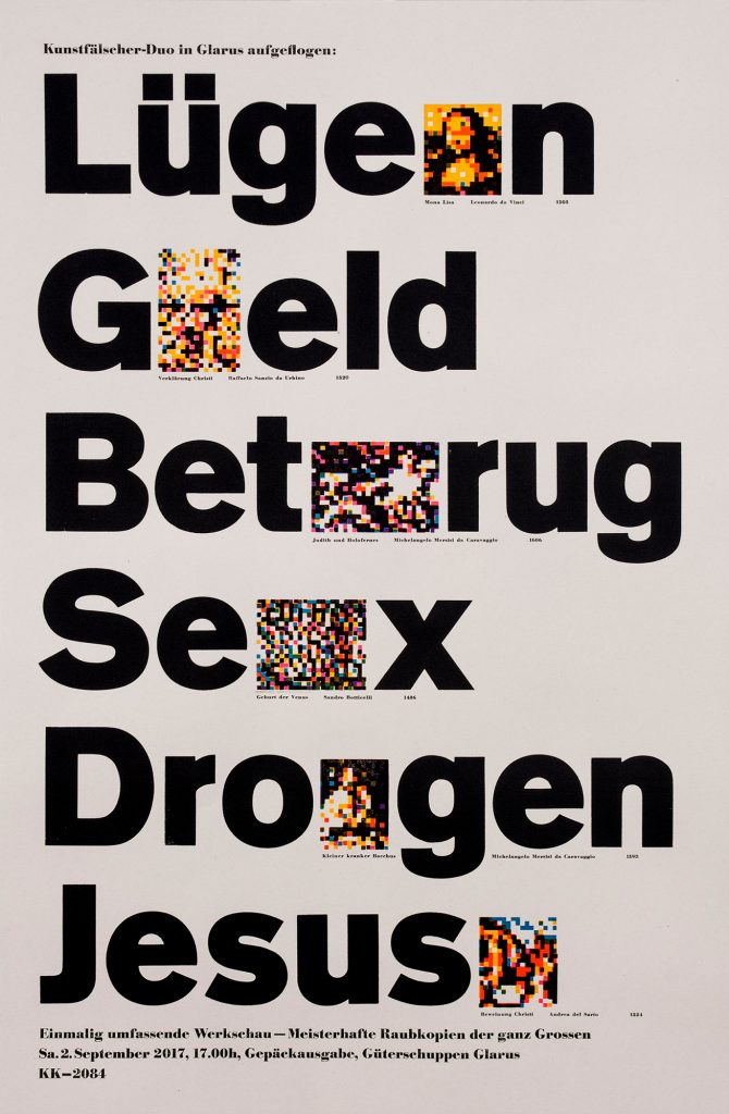 Dafi Kuehne poster, Lies, Money, Fraud, Sex, Drugs, Jesus